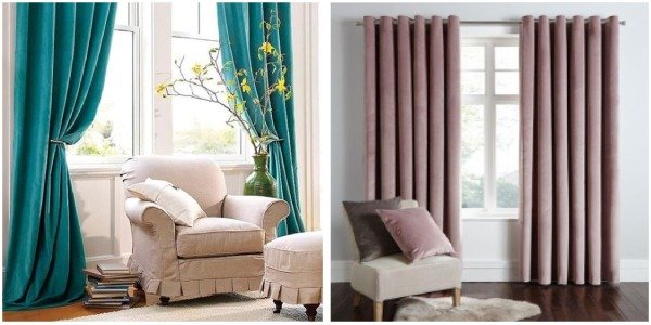 Velvet in interior design - velvet curtains