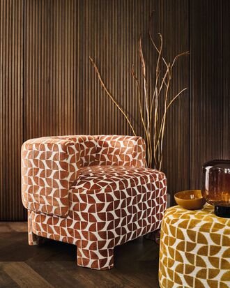 upholstery fabric with an abstract casamance poster design