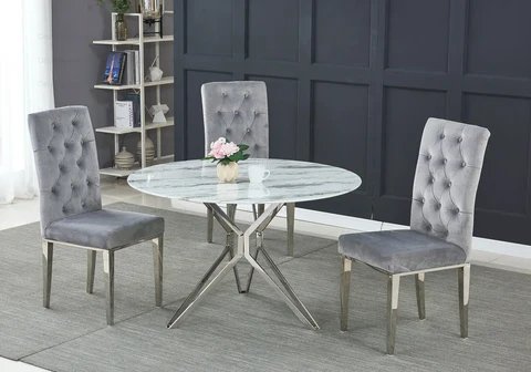 New Design VAT white marble table and chairs