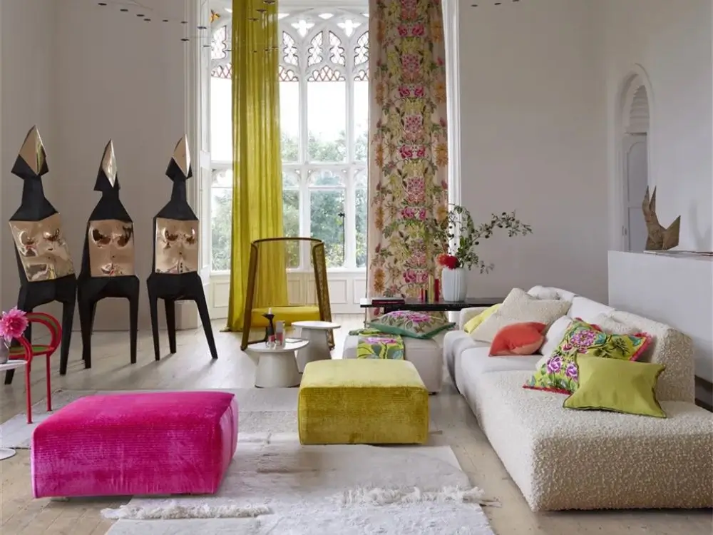 Some fabrics from the new Designers Guild Garland collection with bright, vibrant colors