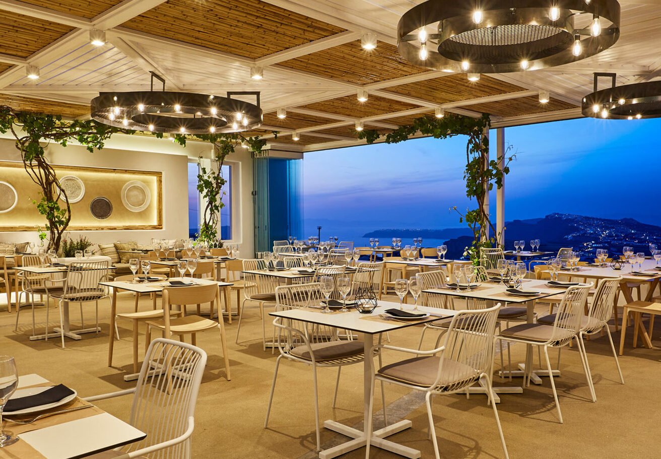 Pyrgos restaurant with Pedrali tables and chairs